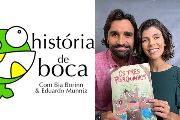 Podcast História de Boca / Livro Os três Porquinhos de Bia Borin e Eduardo Muniz.