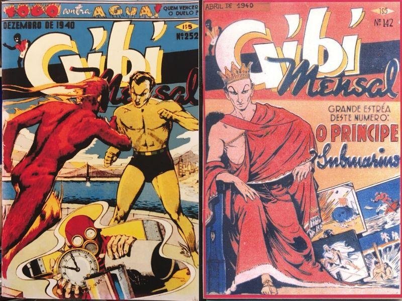 Namor, o antagonista de Pantera Negra 2.
Capas dos quadrinhos do personagem no Brasil.