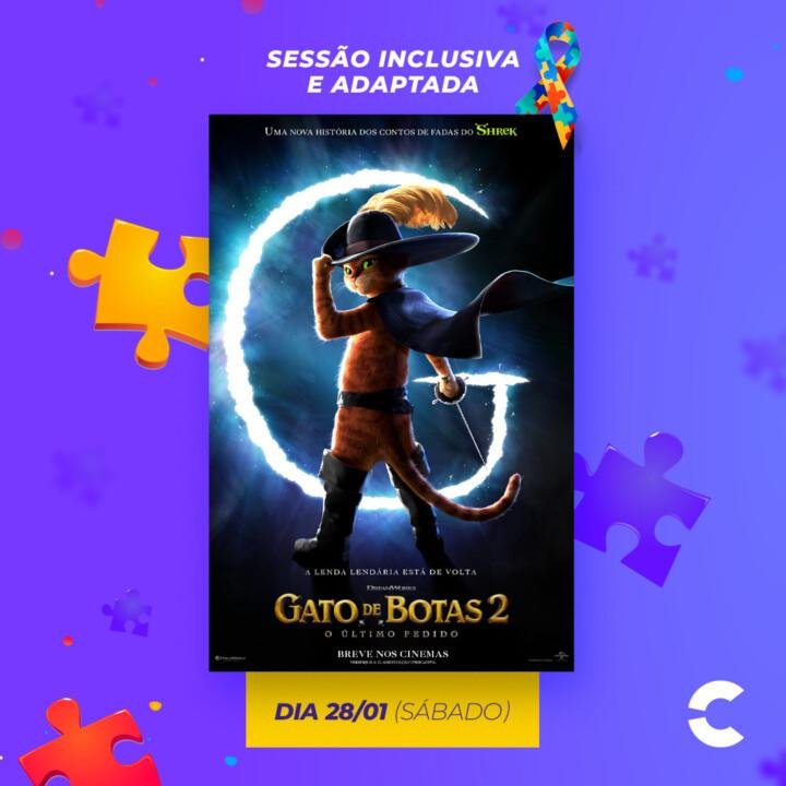 Gato de Botas divulgação sessão adaptada