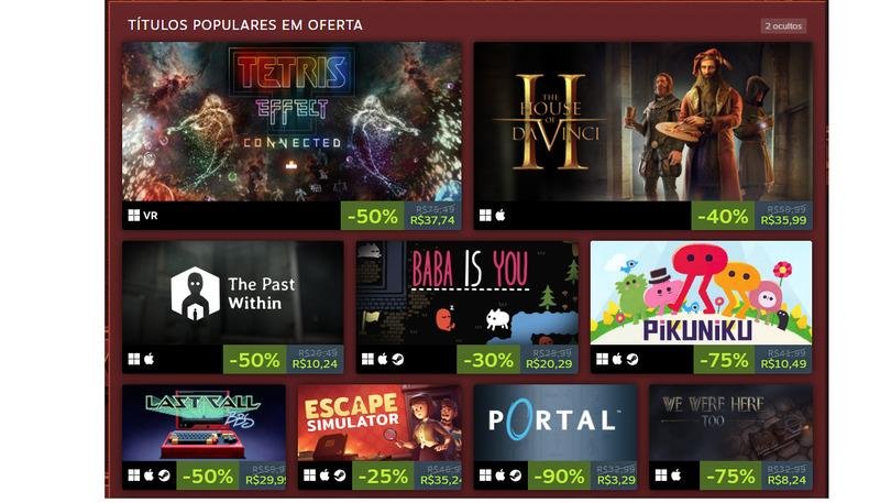 lista de jogos em oferta na promoção da Steam