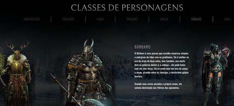 captura da tela do site do Broken Rankes explicando as classes do jogo