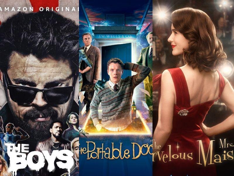Posters de The Boys, The Portable Door e The Marvelous Mrs. Maisel, participantes do Hollywood Critcs Awards.