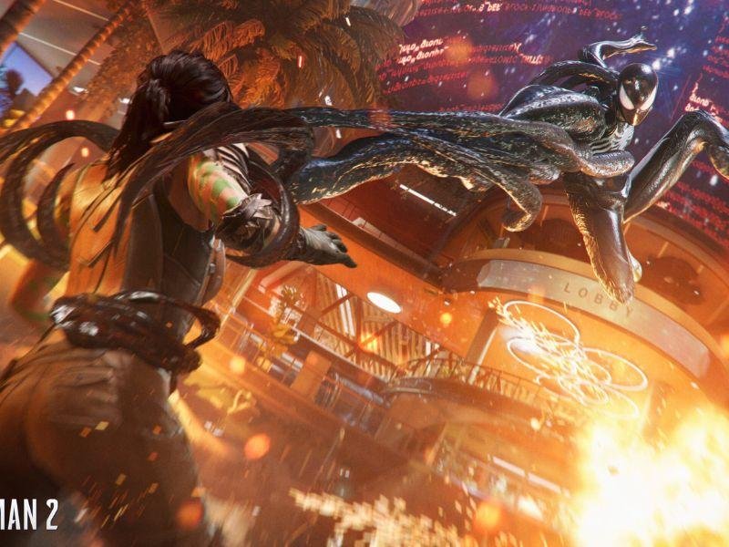 Marvel’s Spider-Man 2, Peter utilizando o poder da Simbionte. 