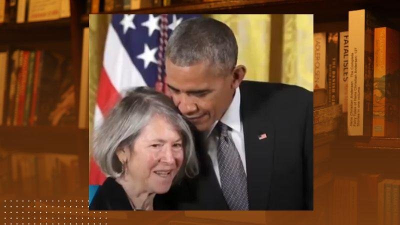 Louise Glück, ganhadora do prêmio Nobel Literatura e o ex presidente dos EUA, Barack Obama.