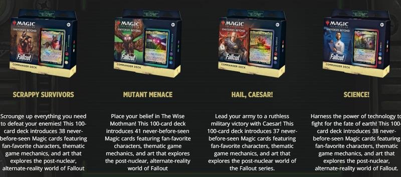 print da tela do site Magic The Gathering falanbdo dos 4 decks principais
