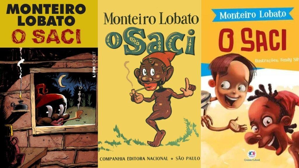 Algumas capas do livro O Saci de Monteiro Lobato