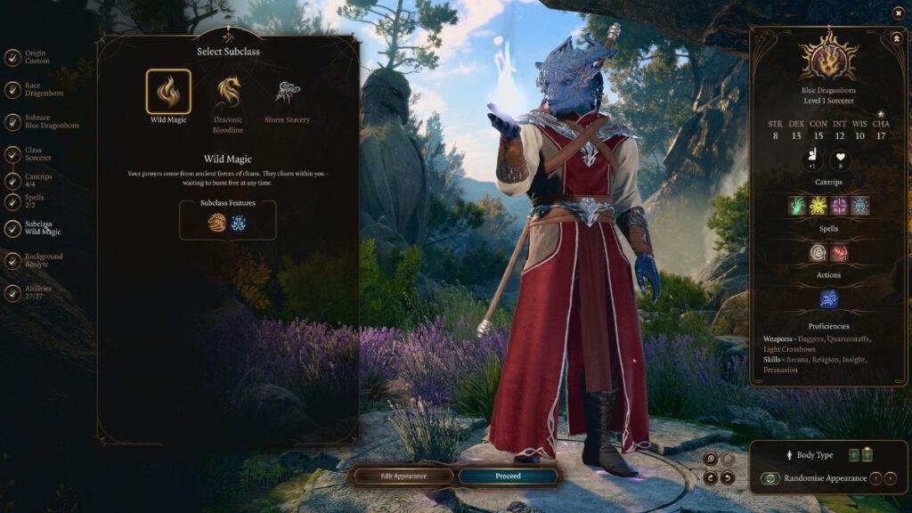 Baldur's Gate 3 criação de personagem