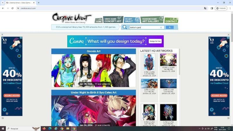 Site Creative Uncut para referência cosplay de games