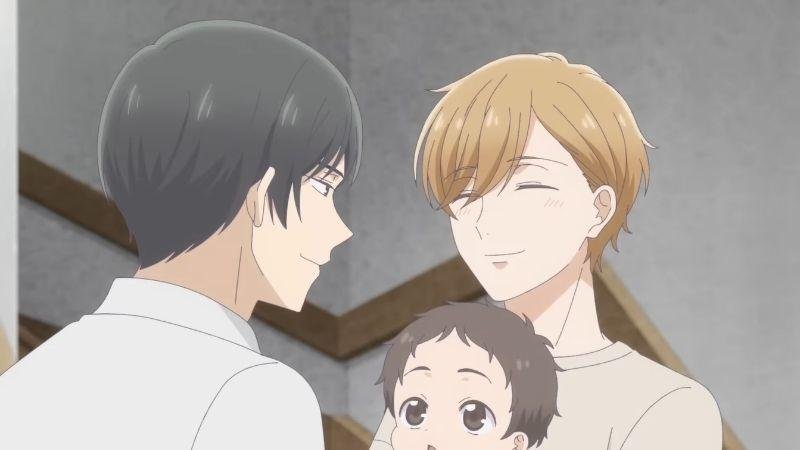 tadaima okaeri. tadaima okaeri anime. Masaki Fujiyoshi Hiromu Fujiyoshi Hikari Fujiyoshi romance BL romance boys love BL boys love romance BL cozy anime BL anime problemas autoconfiança