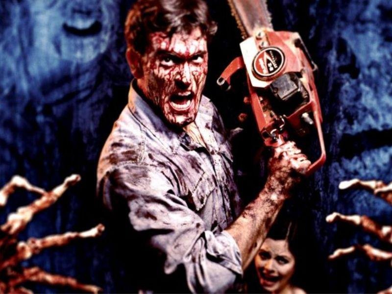 Bruce Campbell como Ash Williams em Evil Dead / Uma Noite Alucinante: A Morte do Demônio (1981) | Reprodução: New Line Cinema, Renaissance Pictures