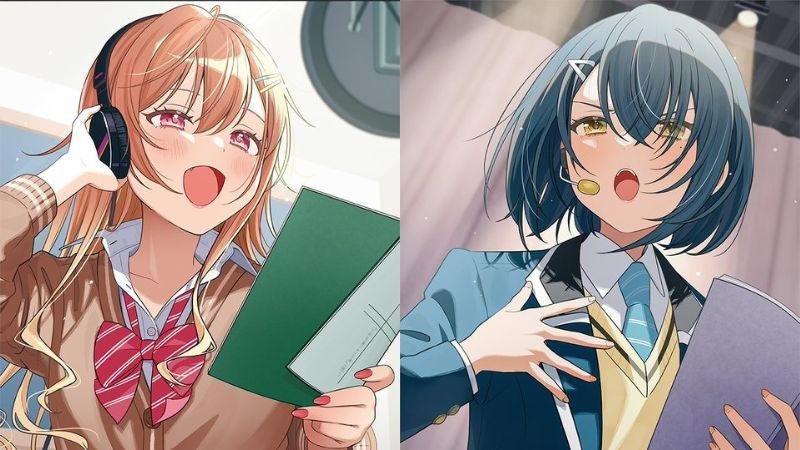 Yumiko Sato e Chika Watanabe dublando personagens principais de Seiyuu Radio no Ura Omote