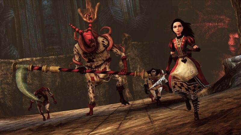 Alice e soldados aliados prontos para lutar contra um grande inimigo no País das Maravilhas.