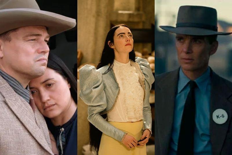 Assassinos da Lua das Flores, com Leonardo DiCaprio (Paramount Pictures), Pobres Criaturas, com Emma Stone (Searchlight Pictures) e Oppenheimer, com Cillian Murphy (Universal)