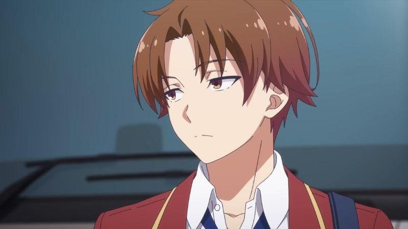 Na imagem podemos ver Ayanokoji, do anime Classroom of the Elite, com sua cara apática, como de costume.