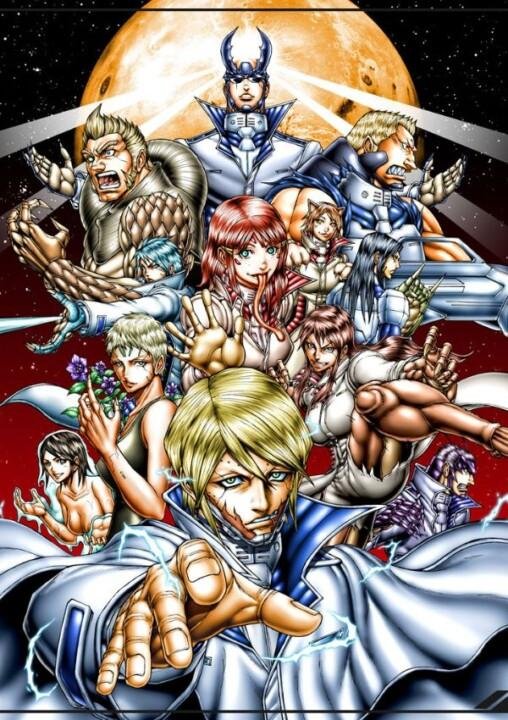 Na imagem podemos ver diversos personagens do mangá Terra Formars
