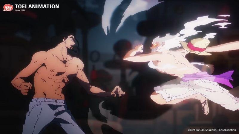 Imagem do episódio 1100 do anime One Piece mostrando Luffy e Lucci