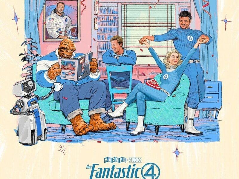 Imagem com elenco principal de Quarteto Fantástico da Marvel Studios