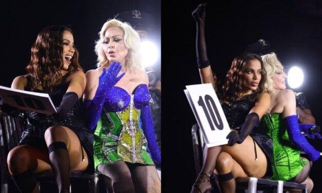 Madonna chama Anitta ao palco para ato de Vogue em show no Brasil; confira