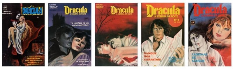 Capas originais de Drácula- A Sombra da Noite, um dos primeiros mangás brasileiros