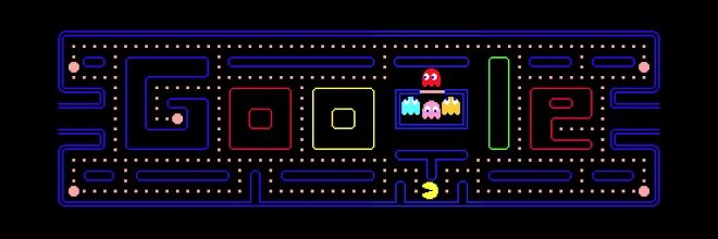 Google Doodle de Pac-Man, celebrando os jogos gratuitos