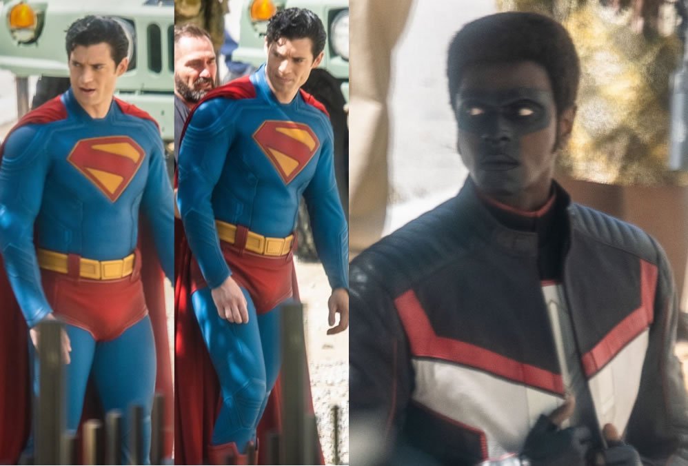 Novas fotos do set de 'Superman' mostram David Corenswet como Superman e Edi Gathegi como Senhor Terrific