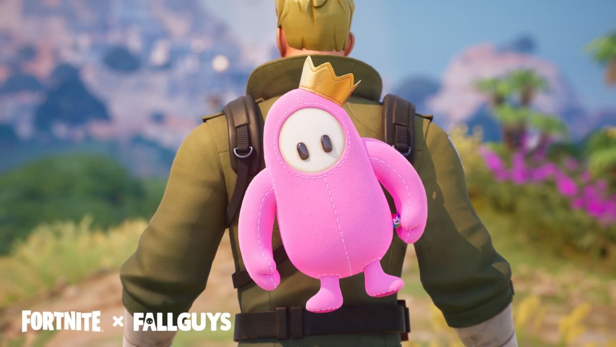 Fortnite x Fall Guys Where We Fallin' Quests Reward - Pink Plushie Back Bling