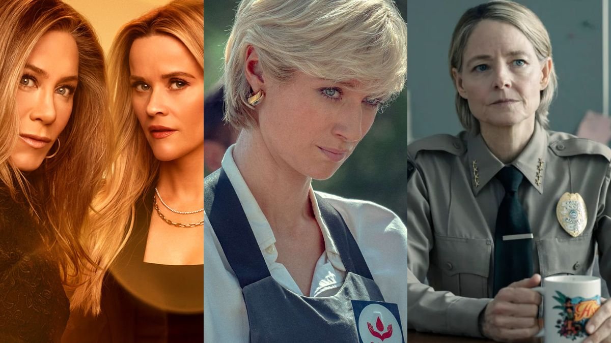 Imagem das séries The Morning Show, The Crown e True Detective