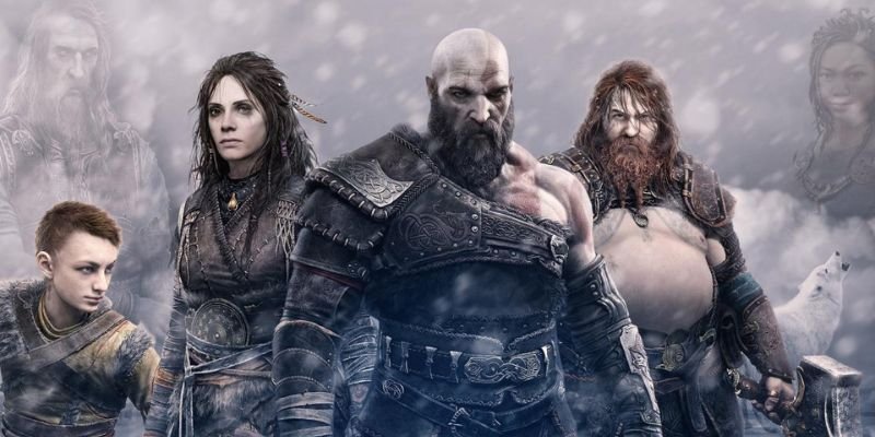 imagem promocional dos personagens de God of War Ragnarök