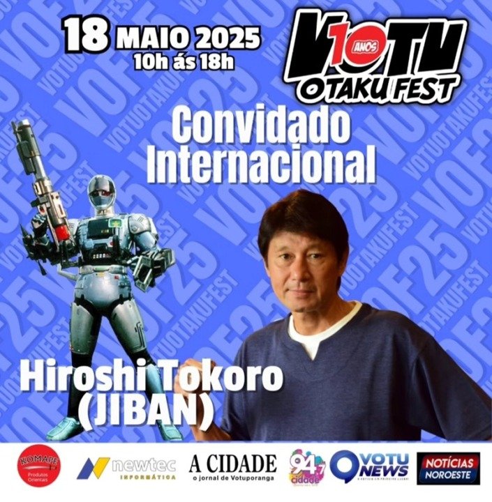 Hiroshi Tokoro, o Jiban, estará no Votu Otaku Fest em maio