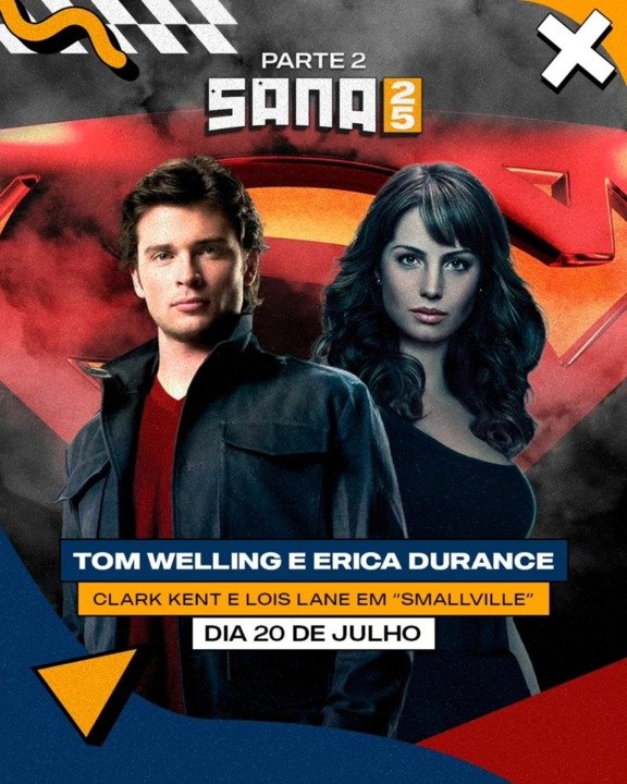 Tom Welling e Erica Durance, de Smallville, são atrações confirmadas no Sana 2025