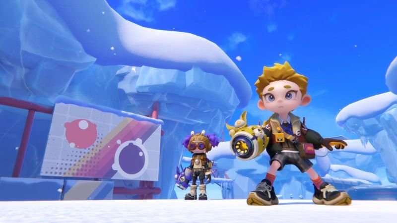 Personagens de POPUCOM com roupas da DLC Too Many Clothes em cenário de neve