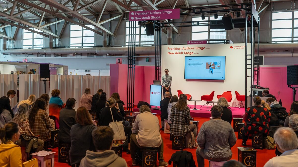 Estande dos autores na Feira do Livro de Frankfurt