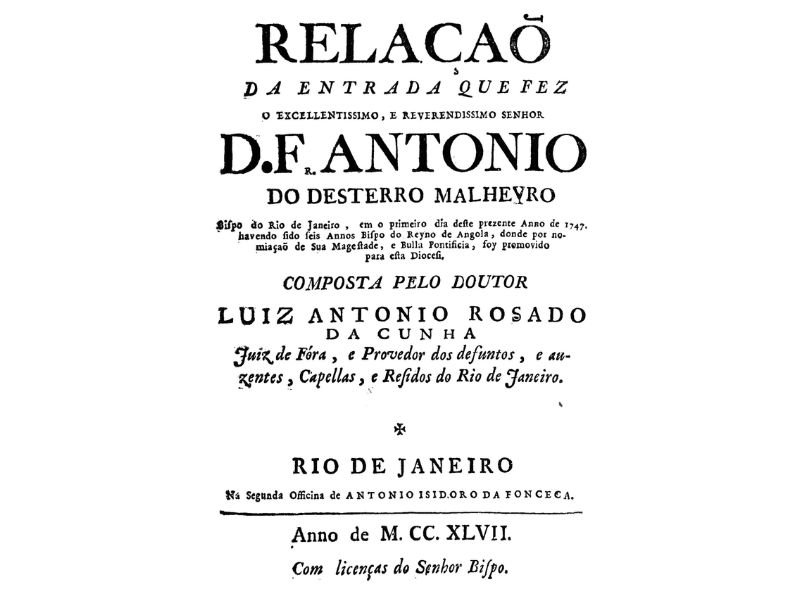 Versão digitalizada de Relação da Entrada, primeiro livro impresso no Brasil
Crédito: Biblioteca Brasiliana Guita e José Mindlin - USP