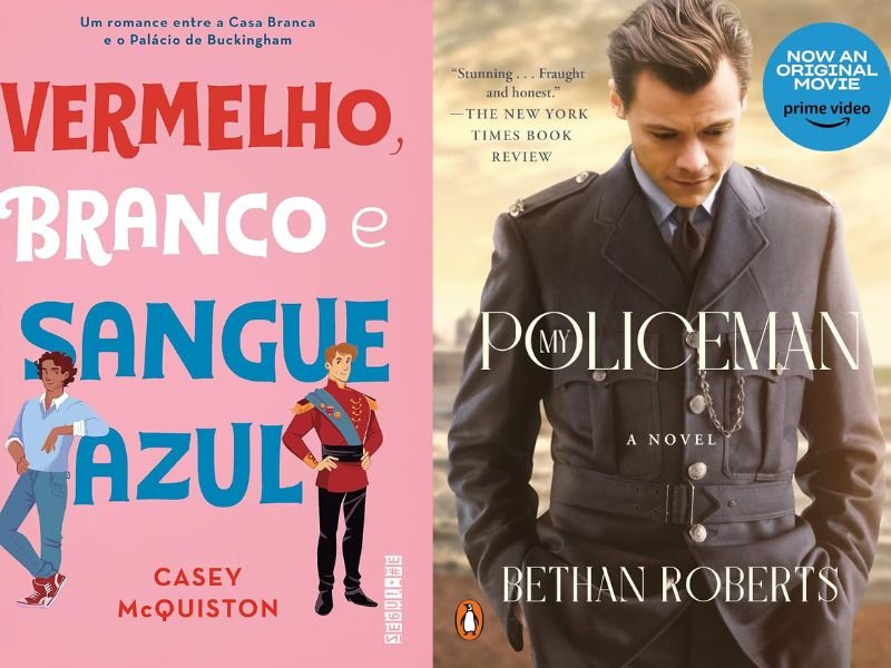 Capas dos livros" Vermelho Branco e Sangue Azul" e 'My Policeman"  obras queer adaptadas assim como "Jogando no Seu Time" série que está em desenvolvimento.
