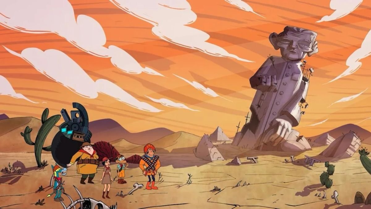 Cordélicos: O Filme - Transportados para o ano 3333, os aventureiros exploram o Neo Nordeste, cenário que mistura referências do sertão com elementos futuristas | Crédito: Retrato Filmes/Reprodução.