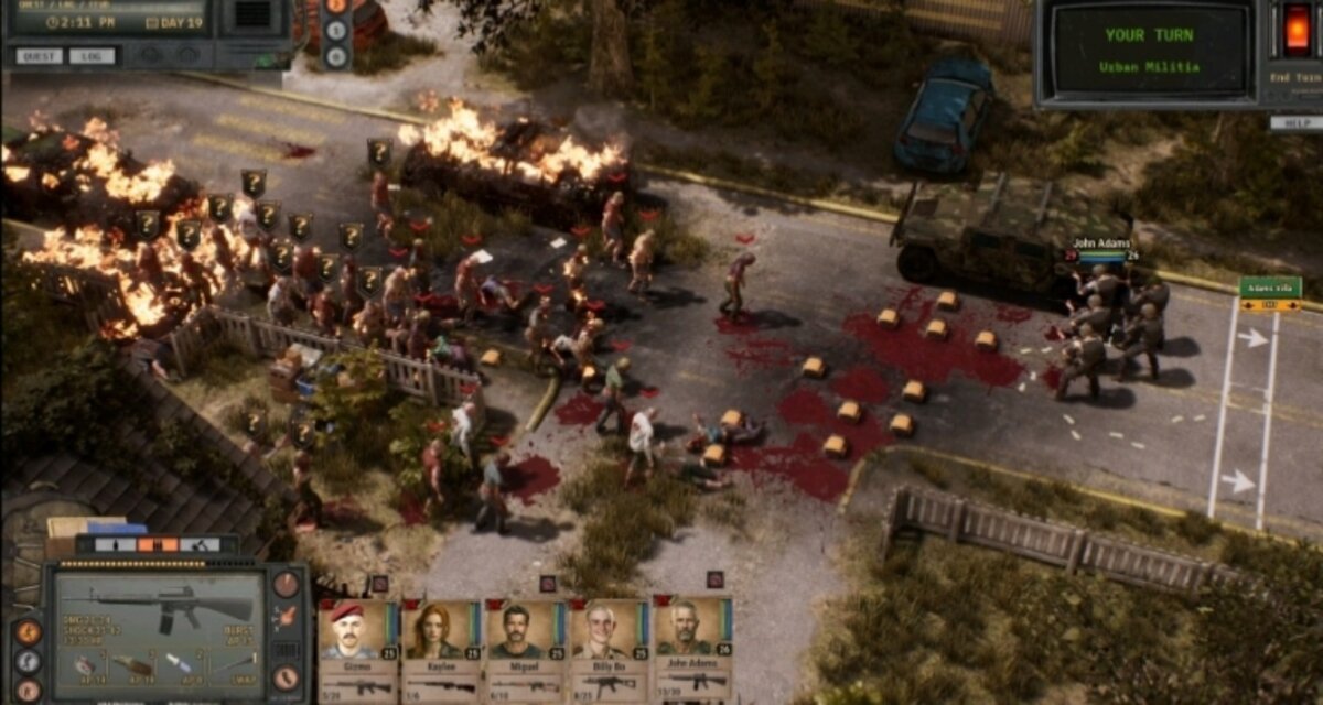 Grupo de sobreviventes enfrenta uma grande horda de zumbis em Urban Strife.