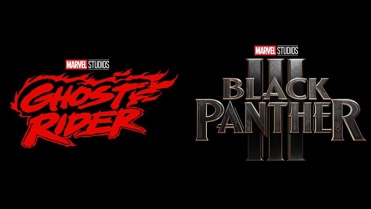 Logos de "Motoqueiro Fantasma" e "Pantera Negra 3", principais anúncios da Marvel na SDCC
