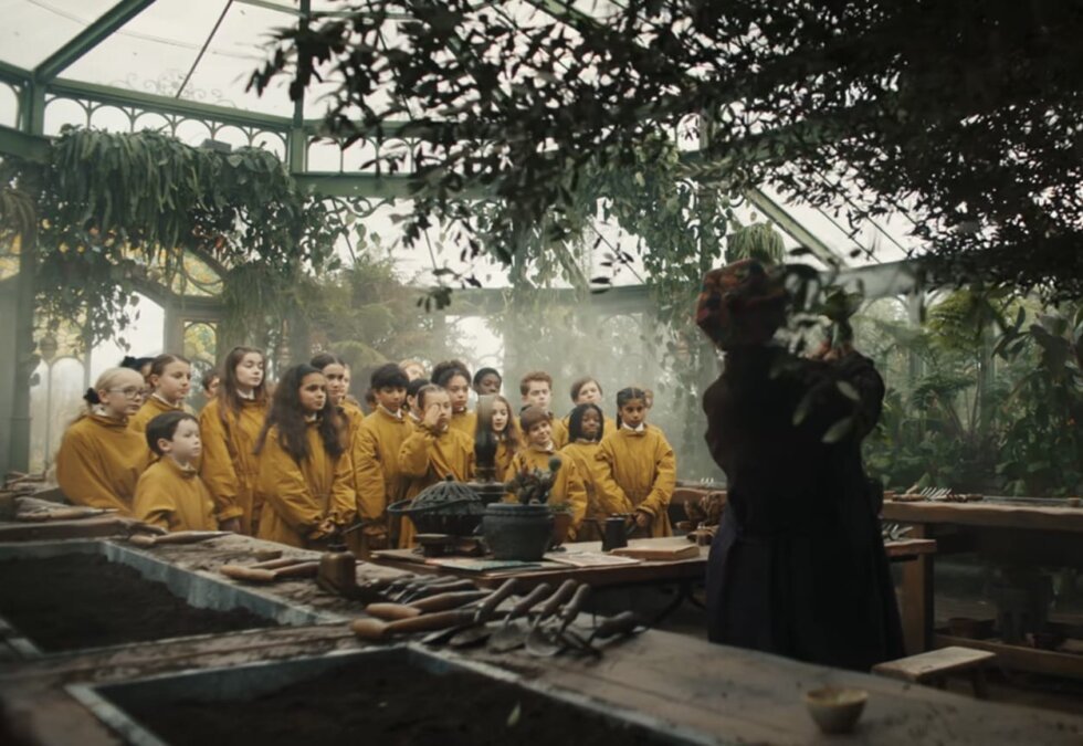 Alunos de Hogwarts tem aula de Herbologia com a Madame Sprout