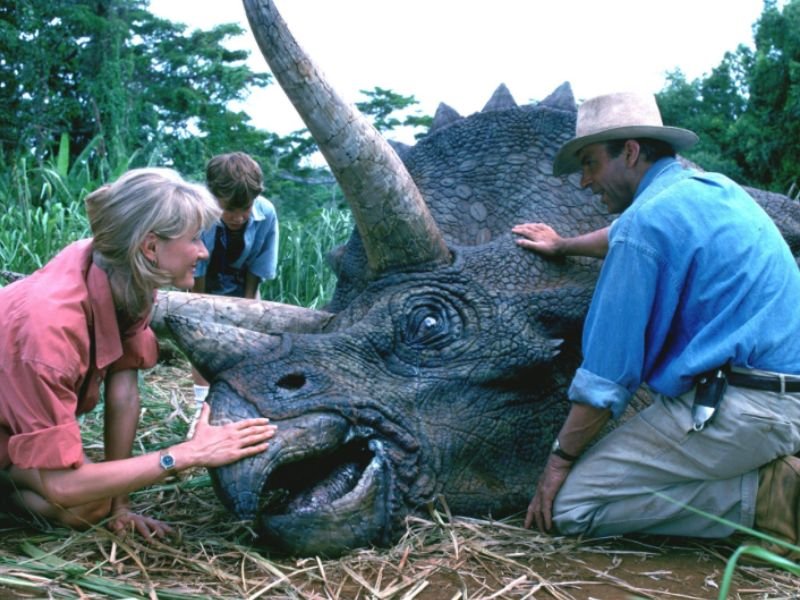 Laura Dern, Sam Neill, e Joseph Mazzello em Jurassic Park (1993)