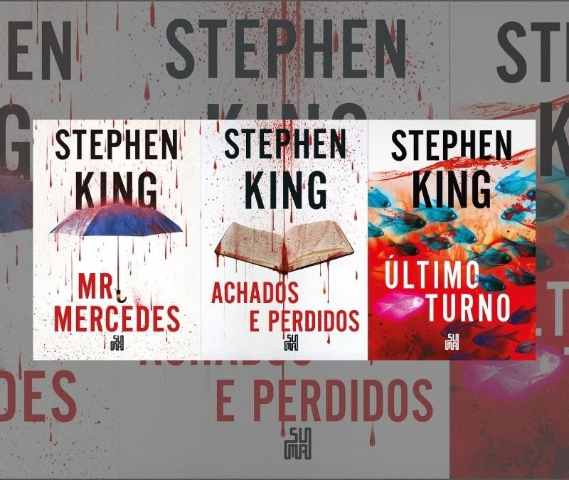 Capas da trilogia policial de Stephen King. Mr Mercedes, Achados e Perdidos e Último Turno
